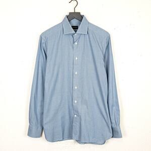 Ermenegildo Zegna Blue Houndstooth Dress Shirt size 16 41cm